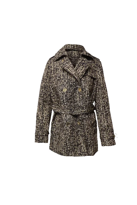Huge Savings On Must-Have Clothing Essentials Michael Kors Printed Trench Coat in Brown Polyester