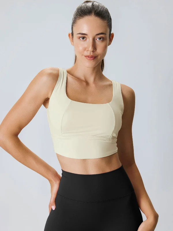 Women's Vintage Attire Mega Sales Beige U-Neck Tank Top--Light Support