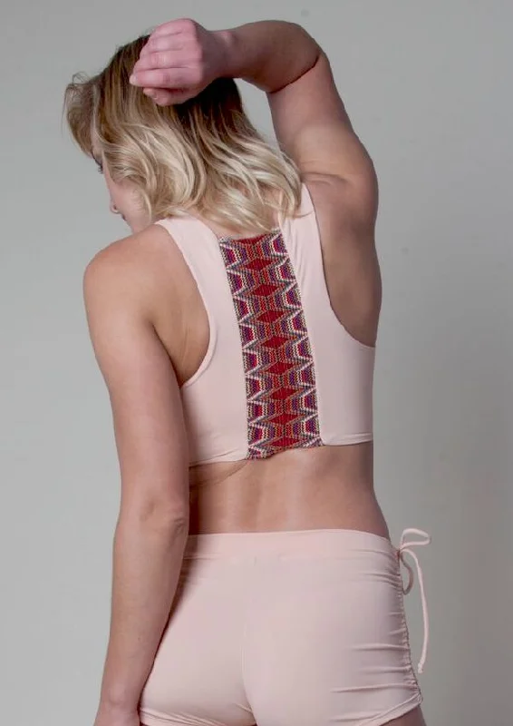 Women's Athleisure Apparel On-Trend Fashion Offers Blush & Red Drum Circle Bra