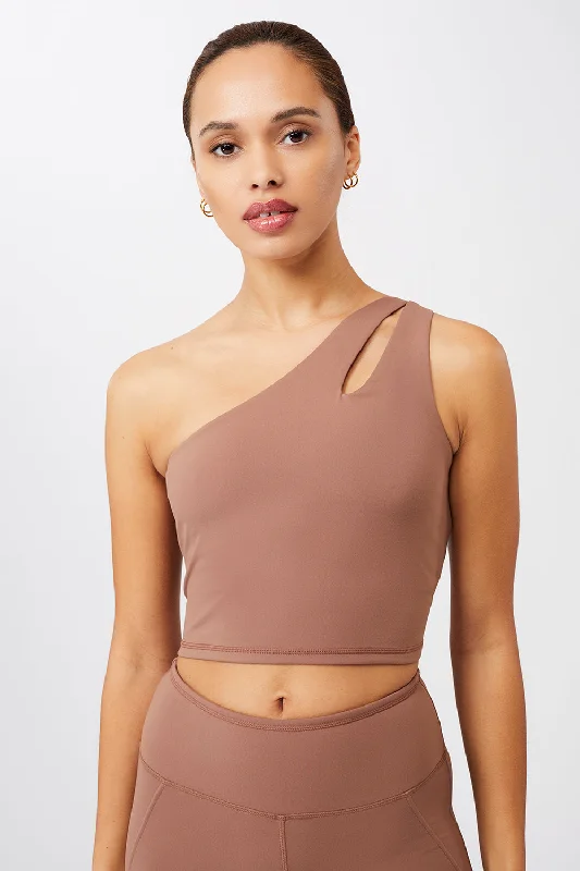 Women's Seasonal Apparel Seasonal Fashion Cropped Shoulder Top (Cappuccino)