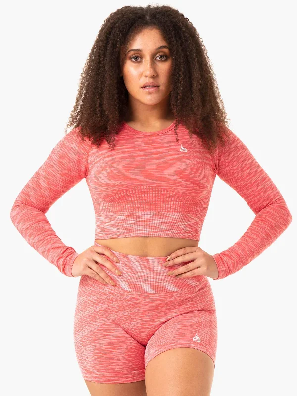 Stylish Women's Attire Inspired By You, Designed For You Evolve Seamless Long Sleeve Top - Coral