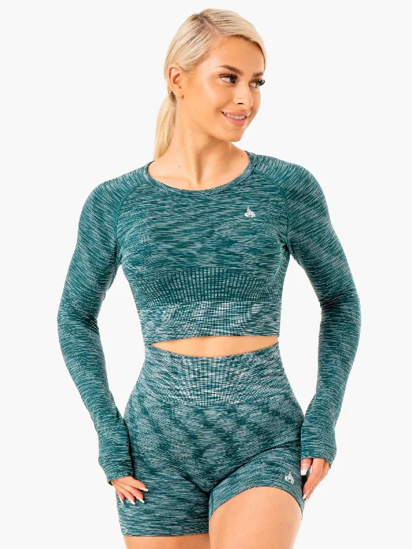 Charming Women's Outfit For Special Occasions Budget Saver Evolve Seamless Long Sleeve Top - Teal