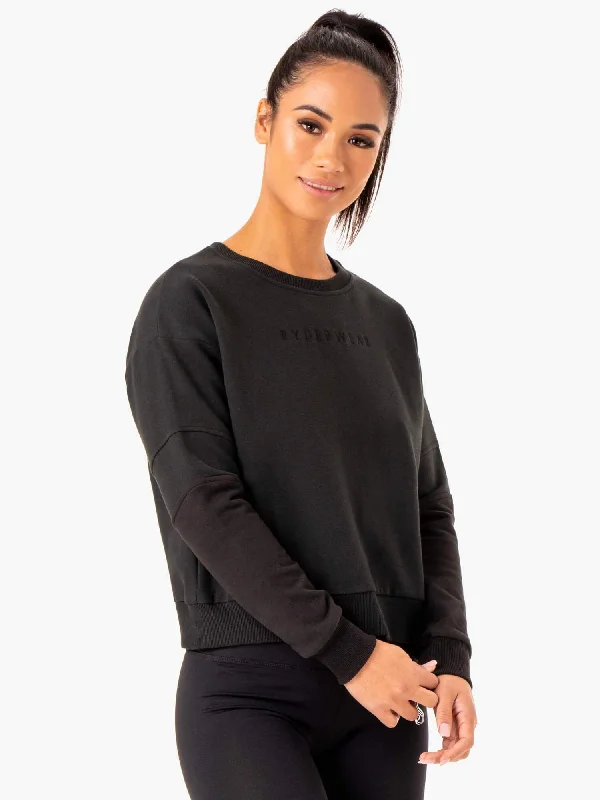 Timeless Women's Garments Chic And Edgy Hybrid Pullover Jumper - Black/Charcoal