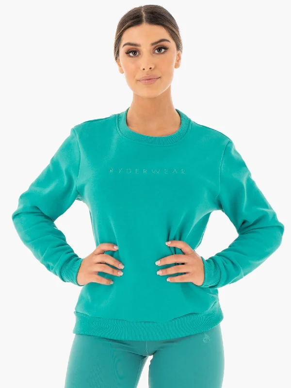 Vintage-Inspired Women's Apparel Trend Alert Motion Oversized Sweater - Teal
