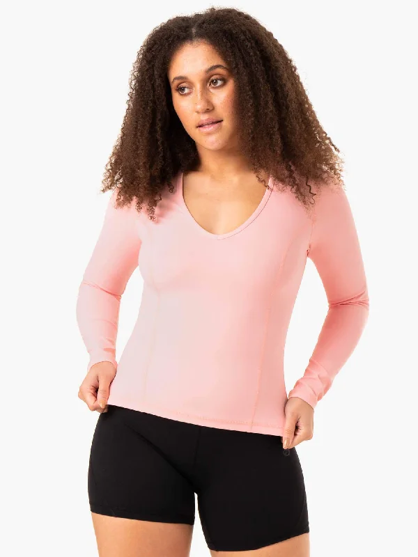 Comfortable Lounge Clothing Imeless Style NKD Align Long Sleeve Training Top - Pink
