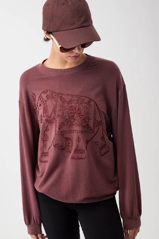 Sustainable Women's Clothes Quick Grab Deals "Ganesha" Sweater (Ruby)