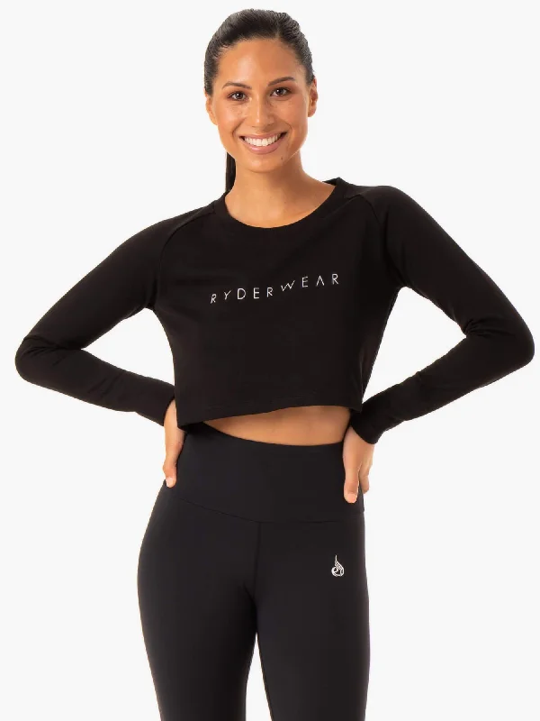 Women's Casual Apparel For Weekends Classic Elegance Sales Staples Cropped Sweater - Black