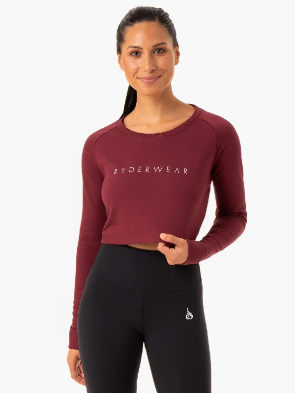 Luxury Women's Clothes Fashion Sale Staples Cropped Sweater - Burgundy
