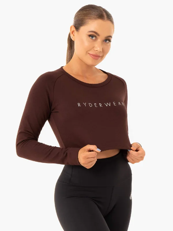 Women's Holiday Clothes Summer Fashion Staples Cropped Sweater - Chocolate