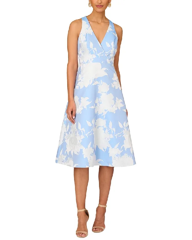 Women's Relaxed Outfit High-End Style Discounts Aidan Mattox V-Neck Jacquard Midi Dress Women's Relaxed Outfit High-End Style Discounts Aidan Mattox V-Neck Jacquard Midi Dress