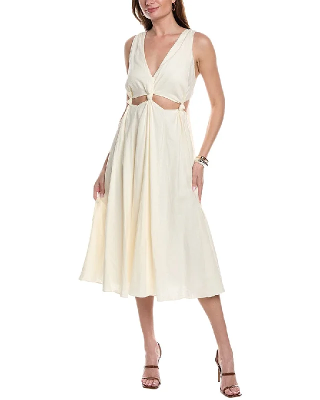 Women's Clothes For Work Events Chic & Cozy Collection FARM Rio Cutout Waist Linen-Blend Mini Dress Women's Clothes For Work Events Chic & Cozy Collection FARM Rio Cutout Waist Linen-Blend Mini Dress