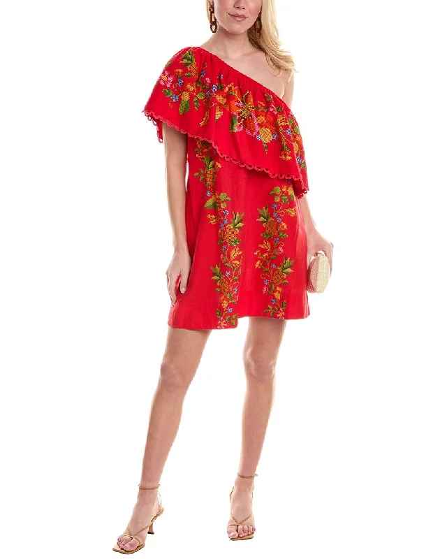 Women's Evening Clothing Seasonal Fashion FARM Rio One-Shoulder Linen-Blend Mini Dress Women's Evening Clothing Seasonal Fashion FARM Rio One-Shoulder Linen-Blend Mini Dress