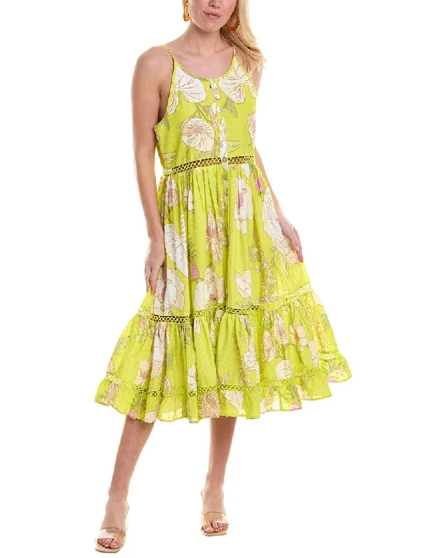 Women's Clothing For Holiday Travel Stylish Savings FARM Rio Yellow Neon Garden Swiss Dot Midi Dress Women's Clothing For Holiday Travel Stylish Savings FARM Rio Yellow Neon Garden Swiss Dot Midi Dress