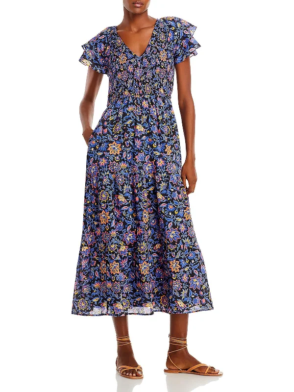 Women's Workout Garments Final Sale IRA Womens Smocked Long Fit & Flare Dress