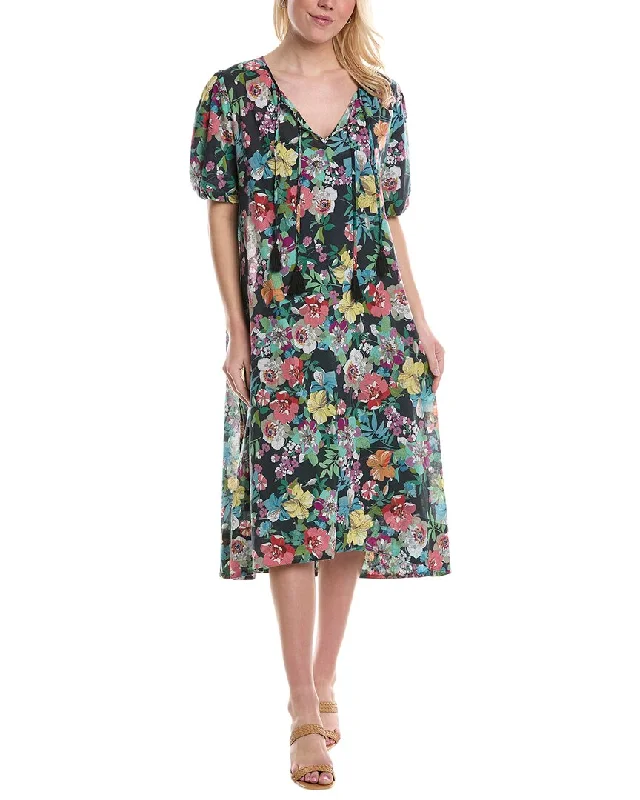 Women's Elegant Formal Outfit Romantic Fashion Discounts Johnny Was Zahava Tie Neck Midi Dress Women's Elegant Formal Outfit Romantic Fashion Discounts Johnny Was Zahava Tie Neck Midi Dress