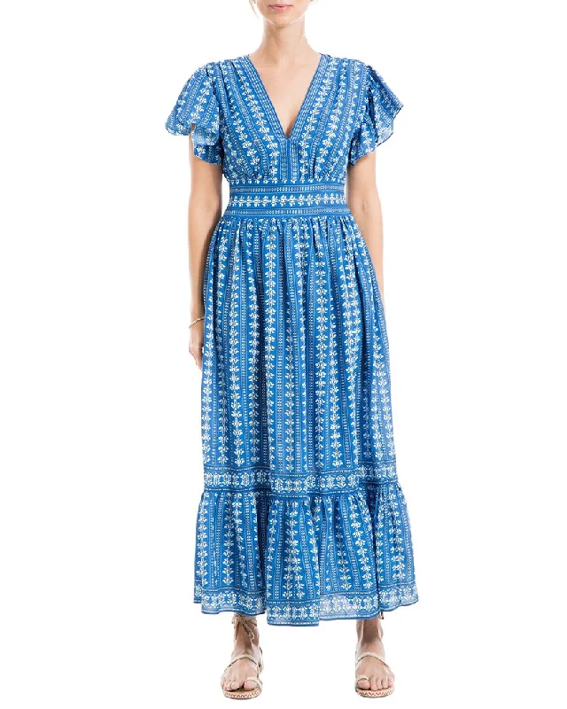 Modern Women's Outfit Timeless Style Promotions Max Studio Flutter Sleeve V-Neck Tiered Maxi Dress Modern Women's Outfit Timeless Style Promotions Max Studio Flutter Sleeve V-Neck Tiered Maxi Dress