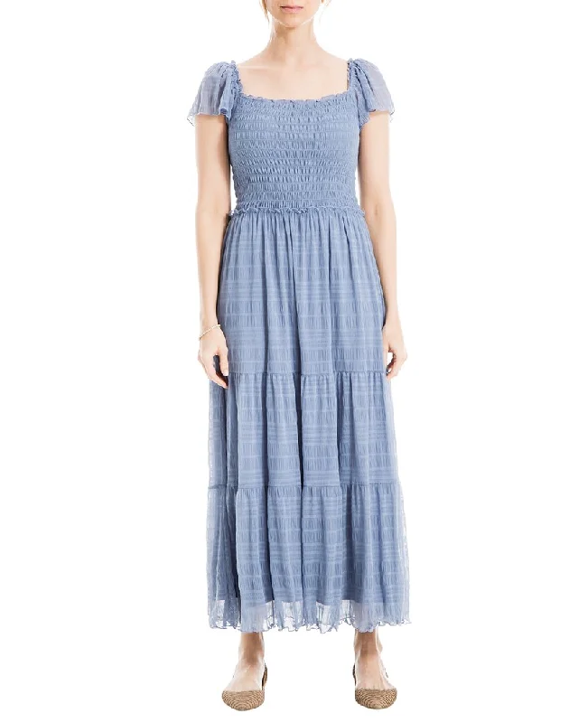 Women's Comfortable Lounge Outfit Imeless Style Max Studio Mesh Flutter Sleeve Smocked Midi Dress Women's Comfortable Lounge Outfit Imeless Style Max Studio Mesh Flutter Sleeve Smocked Midi Dress