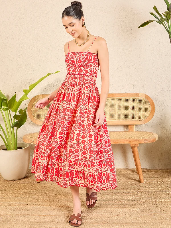 Fashionable Women's Clothing Style Breakthroughs Scalloped Fit and Flare Maxi Cotton Dress Fashionable Women's Clothing Style Breakthroughs Scalloped Fit and Flare Maxi Cotton Dress