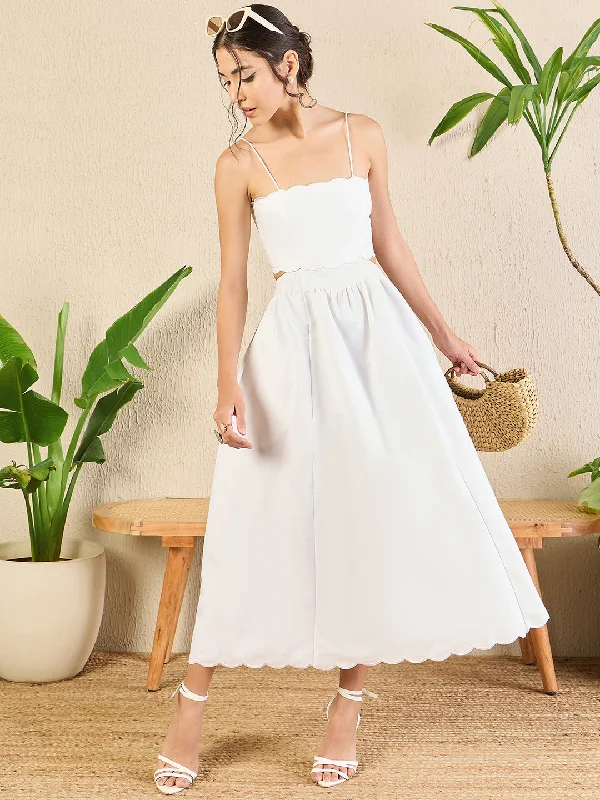 Women's Activewear Outfit Athleisure Style Sale Scalloped Fit and Flare Maxi Cotton Dress Women's Activewear Outfit Athleisure Style Sale Scalloped Fit and Flare Maxi Cotton Dress
