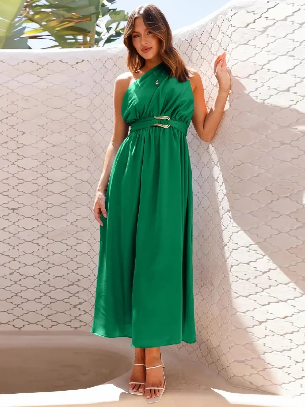 Elegant Women's Attire Avant-Garde Style Promotions Single Shoulder Midi Dress