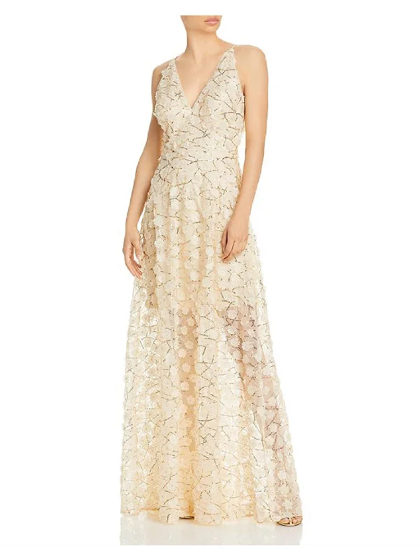 Women's Trendy Clothes Forward Trendsetter Womens Mesh Embellished Evening Dress