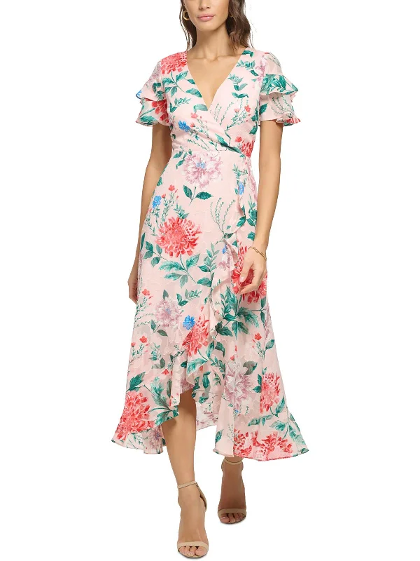 Women's Fashionable Attire For Work Modern Chic Discounts Womens Ruffled Mid-Calf Midi Dress Women's Fashionable Attire For Work Modern Chic Discounts Womens Ruffled Mid-Calf Midi Dress