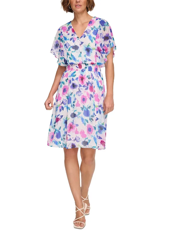 Women's Work Outfit For The Office Chic & Modern Sales Womens Smocked Waist Floral Fit & Flare Dress Women's Work Outfit For The Office Chic & Modern Sales Womens Smocked Waist Floral Fit & Flare Dress