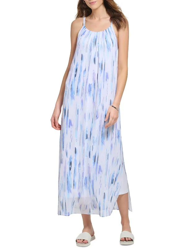 Women's Night-Out Clothes End Of Season Sale Womens Striped Gathered Neckline Sundress Women's Night-Out Clothes End Of Season Sale Womens Striped Gathered Neckline Sundress
