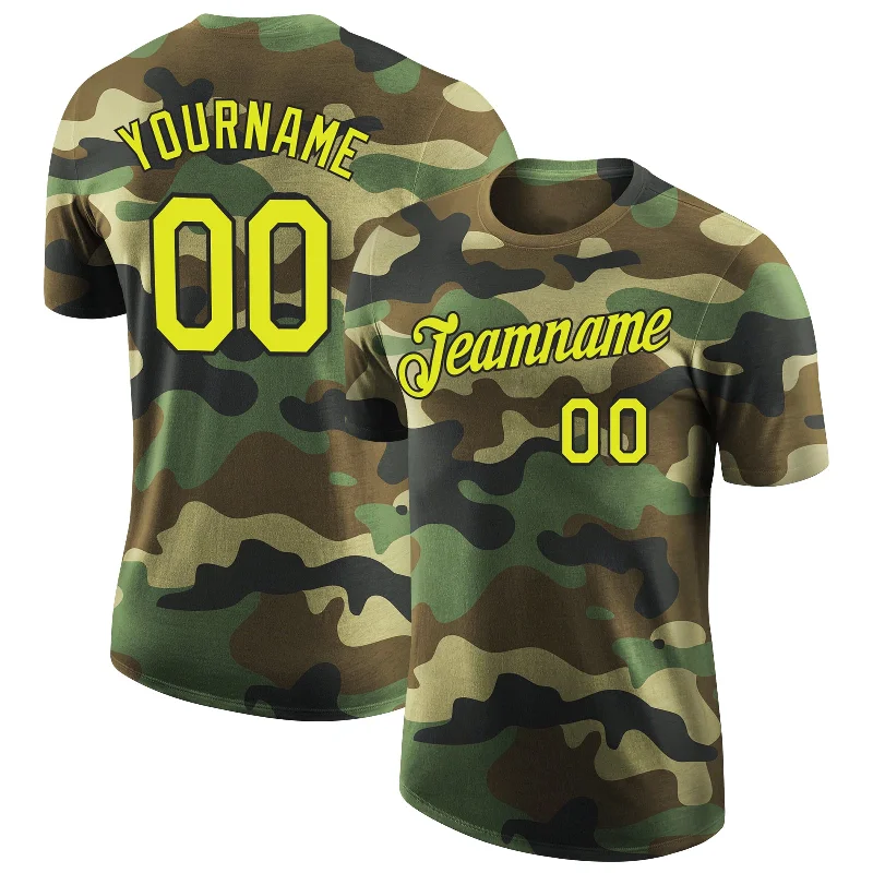 Gender-Neutral Trendy Clothing Styles Low Price Special Custom Camo Neon Yellow-Black Performance Salute To Service T-Shirt