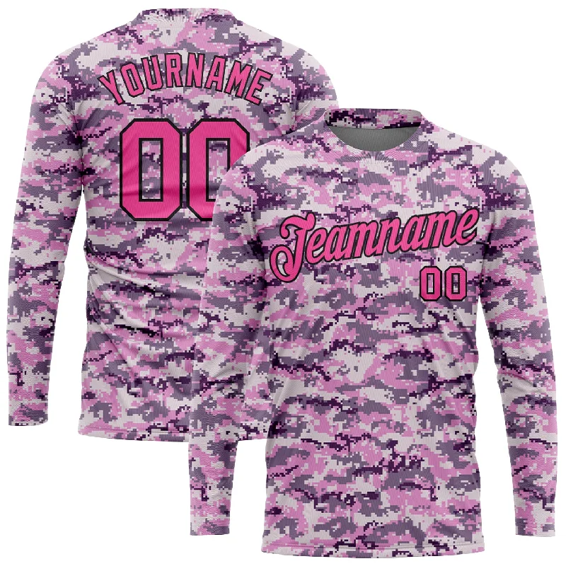 Urban-Inspired Unisex Fashion Trends Street Style Discounts Custom Camo Pink-Black Salute To Service Long Sleeve Performance T-Shirt