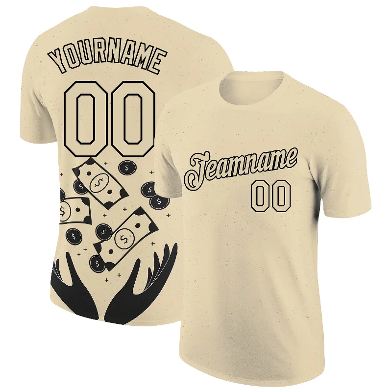 Sleek And Contemporary Gender-Free Outfits Contemporary Fashion Sale Custom City Cream Black 3D Pattern Design Dollar Sign Money Theme Performance T-Shirt