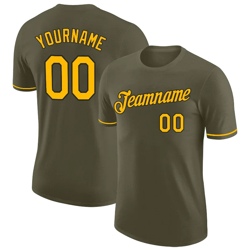 Urban-Inspired Unisex Fashion Pieces Fashionista Favorites Custom Olive Gold-Black Performance Salute To Service T-Shirt