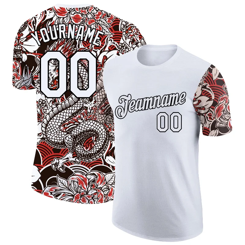 Minimalist Unisex Fashion Must-Haves Unleash Your Trendy Side Custom White Black 3D Pattern Floral Design Performance T-Shirt