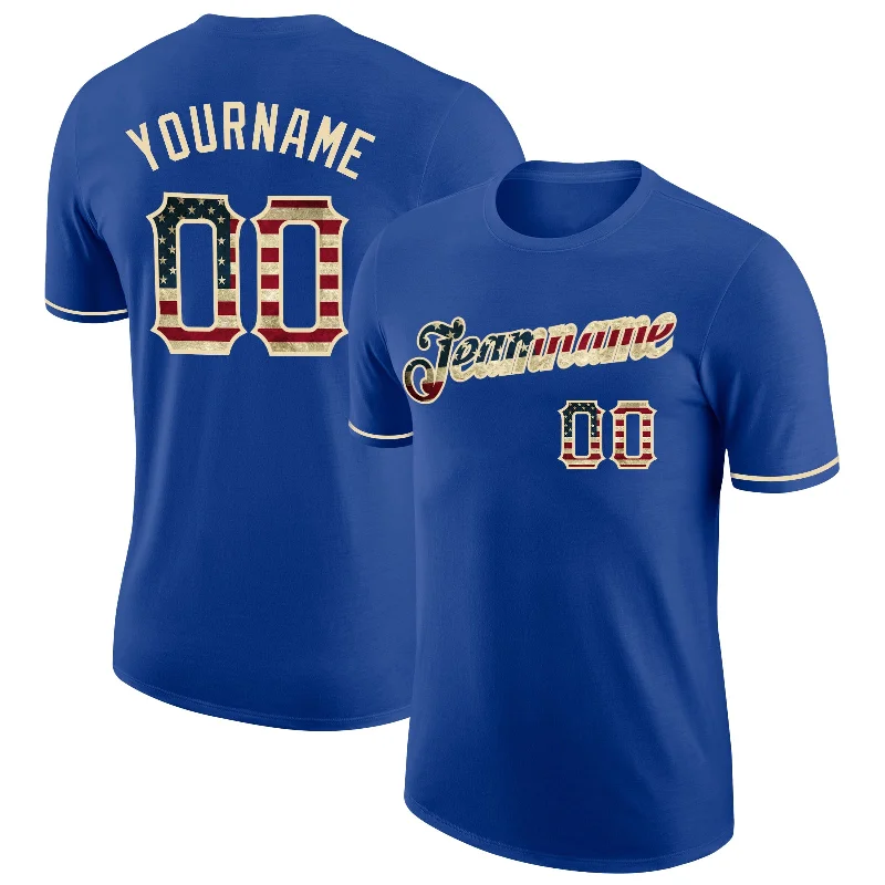 Sleek And Stylish Unisex Outerwear Trendy Women'S Wear Collection Custom Royal Vintage USA Flag-City Cream Performance T-Shirt