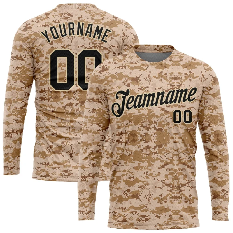 Casual And Trendy Unisex Fashion Staples Massive Savings Custom Camo Black-Cream Salute To Service Long Sleeve Performance T-Shirt