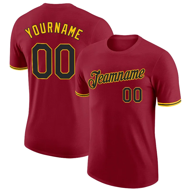 Casual And Trendy Unisex Fashion Staples Feminine Style Promotions Custom Crimson Black-Gold Performance T-Shirt Casual And Trendy Unisex Fashion Staples Feminine Style Promotions Custom Crimson Black-Gold Performance T-Shirt