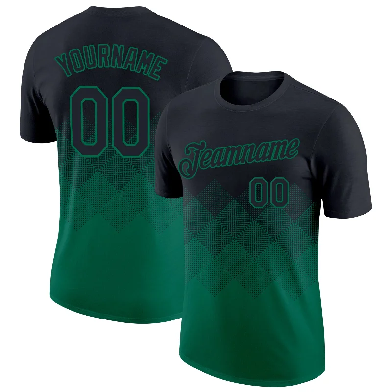 Unisex Everyday Fashion Essentials Limited Time Custom Black Kelly Green 3D Pattern Design Gradient Square Shapes Performance T-Shirt