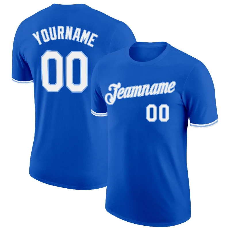 Comfortable Unisex Streetwear Vintage Style Deals Custom Thunder Blue White-Light Blue Performance T-Shirt Comfortable Unisex Streetwear Vintage Style Deals Custom Thunder Blue White-Light Blue Performance T-Shirt