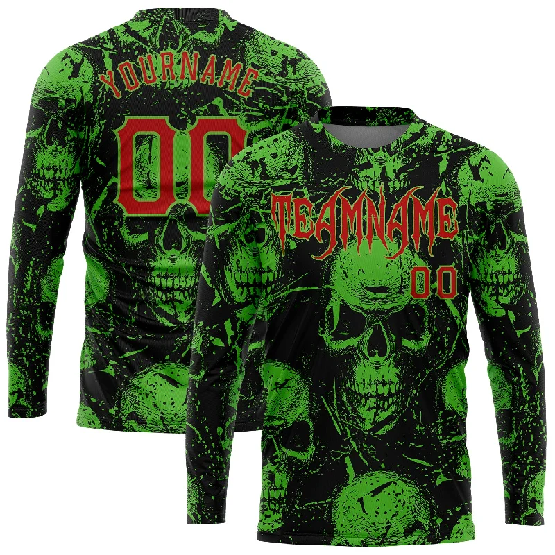 Sleek And Comfortable Unisex Wear Vintage Style Deals Custom 3D Pattern Halloween Skulls Long Sleeve Performance T-Shirt