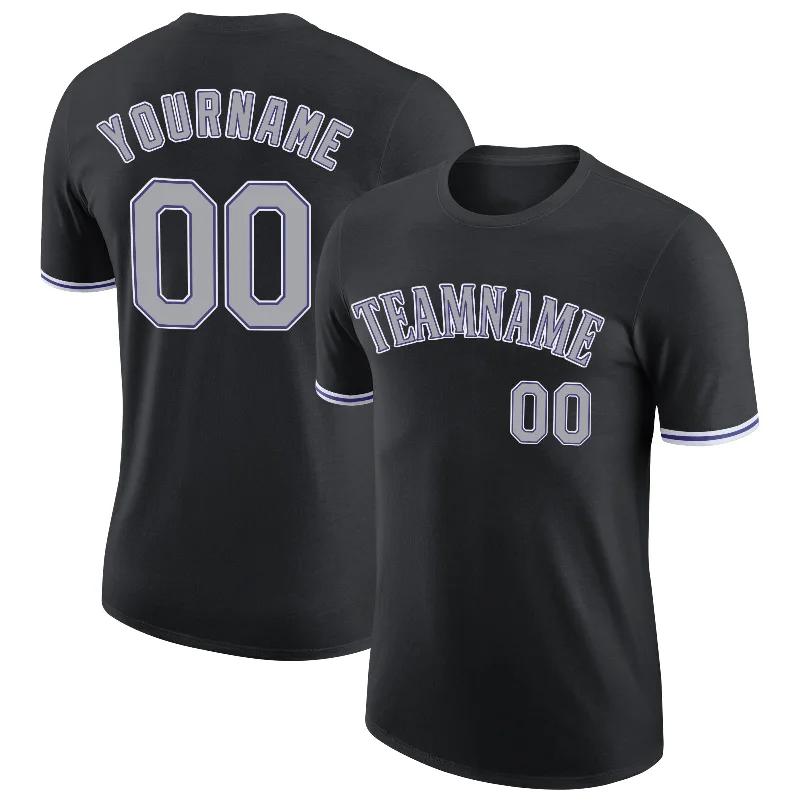 Modern Unisex Streetwear Outfits Easy Elegance Sales Custom Black Gray-Purple Performance T-Shirt Modern Unisex Streetwear Outfits Easy Elegance Sales Custom Black Gray-Purple Performance T-Shirt