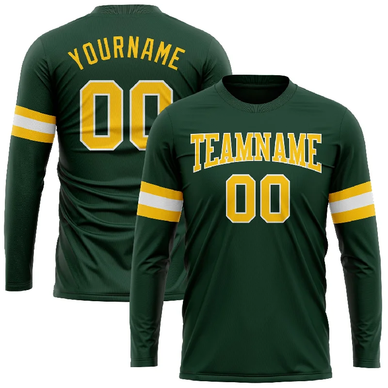Fashion-Forward Gender-Neutral Outfit Ideas New Arrivals Custom Green Gold-White Long Sleeve Performance T-Shirt