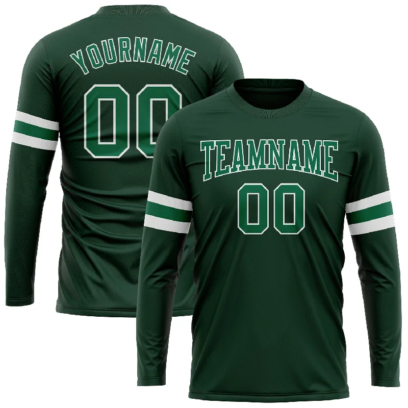 Trendy Unisex Streetwear Fashion Avant-Garde Style Promotions Custom Green Kelly Green-White Long Sleeve Performance T-Shirt
