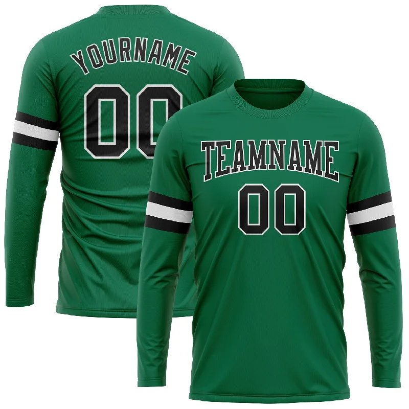 Gender-Neutral Trendy Clothing Styles Final Sale Custom Kelly Green Black-White Long Sleeve Performance Salute To Service T-Shirt