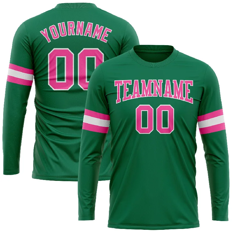 Casual And Trendy Unisex Fashion Staples Hot Trends Custom Kelly Green Pink-White Long Sleeve Performance Salute To Service T-Shirt Casual And Trendy Unisex Fashion Staples Hot Trends Custom Kelly Green Pink-White Long Sleeve Performance Salute To Service T-Shirt
