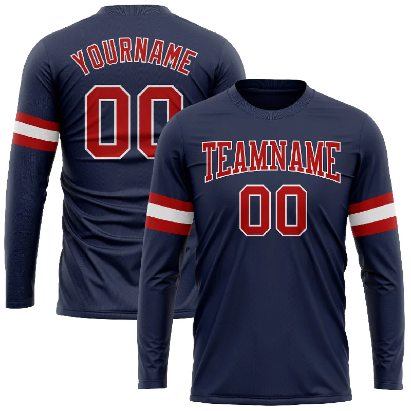 Urban-Inspired Unisex Fashion Trends Casual Chic Custom Navy Red-White Long Sleeve Performance Salute To Service T-Shirt Urban-Inspired Unisex Fashion Trends Casual Chic Custom Navy Red-White Long Sleeve Performance Salute To Service T-Shirt