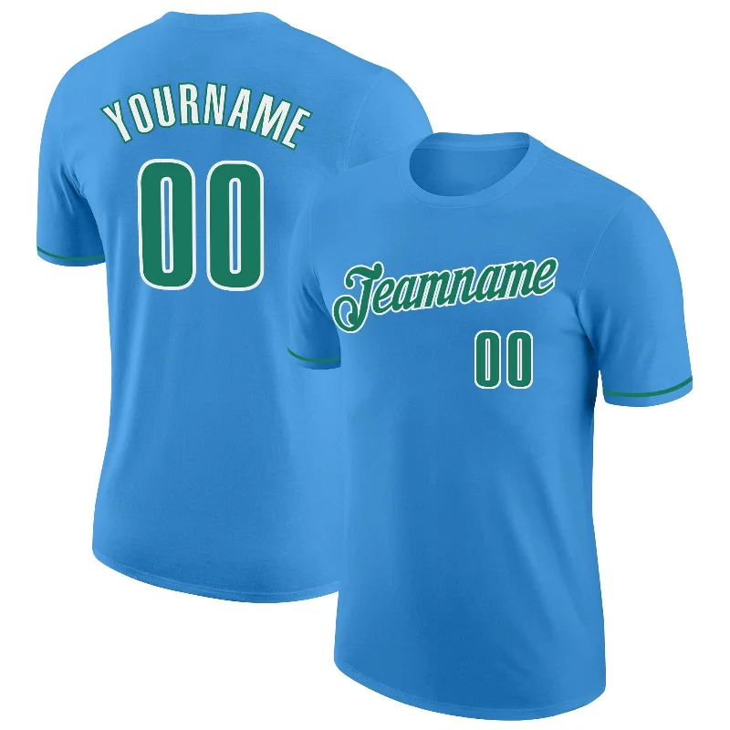 Fashion-Forward Gender-Neutral Outerwear Hot Brand Discounts Custom Powder Blue Kelly Green-White Performance T-Shirt