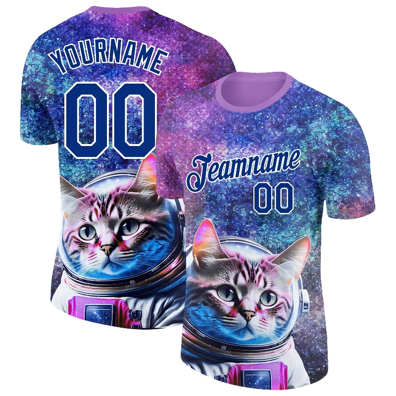 Unisex Casual Wear For All Seasons Additional Time-Limited Offers Custom Royal White 3D Pattern Design Space Astronaut Performance T-Shirt