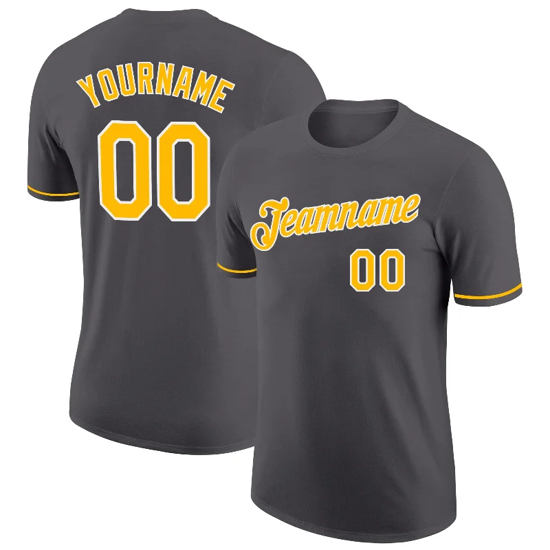 Modern Unisex Streetwear Outfits Sustainable Fashion Extravaganza Custom Steel Gray Gold-White Performance T-Shirt