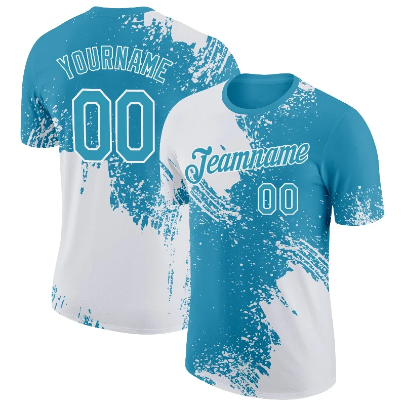 Versatile Unisex Layering Pieces Relaxed Style Deals Custom White Panther Blue 3D Pattern Design Abstract Brush Stroke Performance T-Shirt