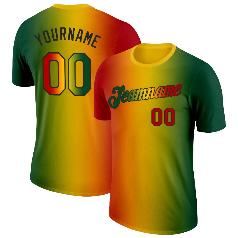 Stylish Unisex Outfit Ideas Sophisticated Style Offers Custom Green Red Yellow-Black 3D Pattern Design Gradient Fashion Black History Month Performance T-Shirt Stylish Unisex Outfit Ideas Sophisticated Style Offers Custom Green Red Yellow-Black 3D Pattern Design Gradient Fashion Black History Month Performance T-Shirt